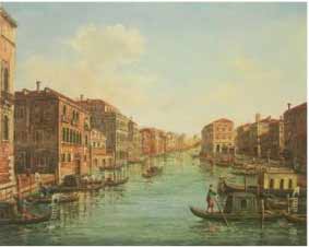 The painting of Venice after restoration. The painting has been completely repaired, and the discolored varnish has been removed, revealing the painting's true colors.